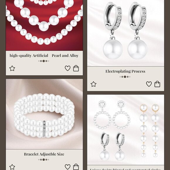 8 Pcs Faux Pearl Jewelry Set include Necklace Earrings Bracelets Women Gift - Picture 4 of 7